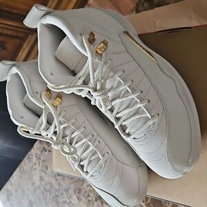 Jordan Women's White and Gold Sneakers